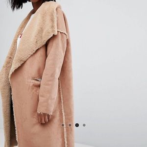 ASOS brand Boohoo reversible waterfall coat